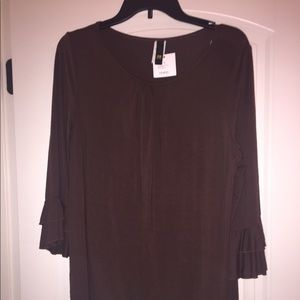 Brown Flare Sleeve Shirt
